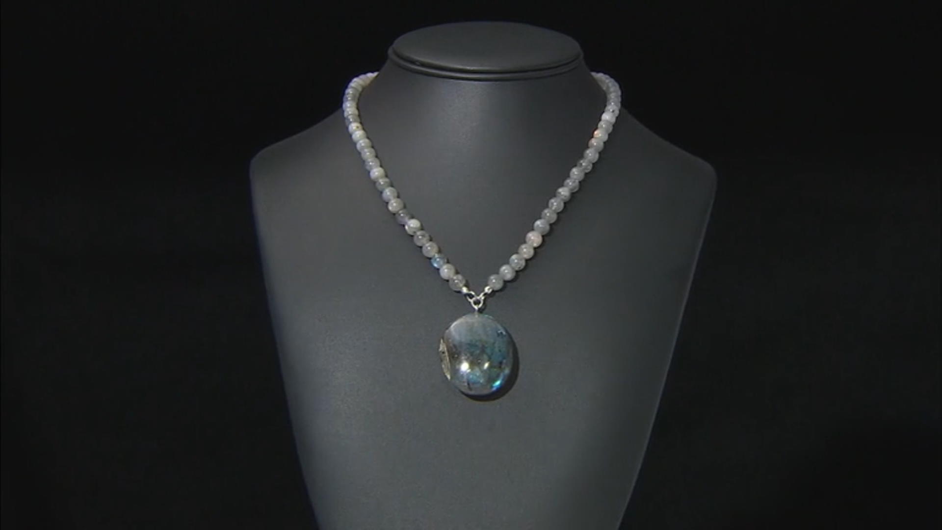 Labradorite Rhodium Over Sterling Silver Beaded Necklace Video Thumbnail