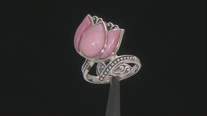 Pink Opal Sterling Silver Flower Ring Video Thumbnail