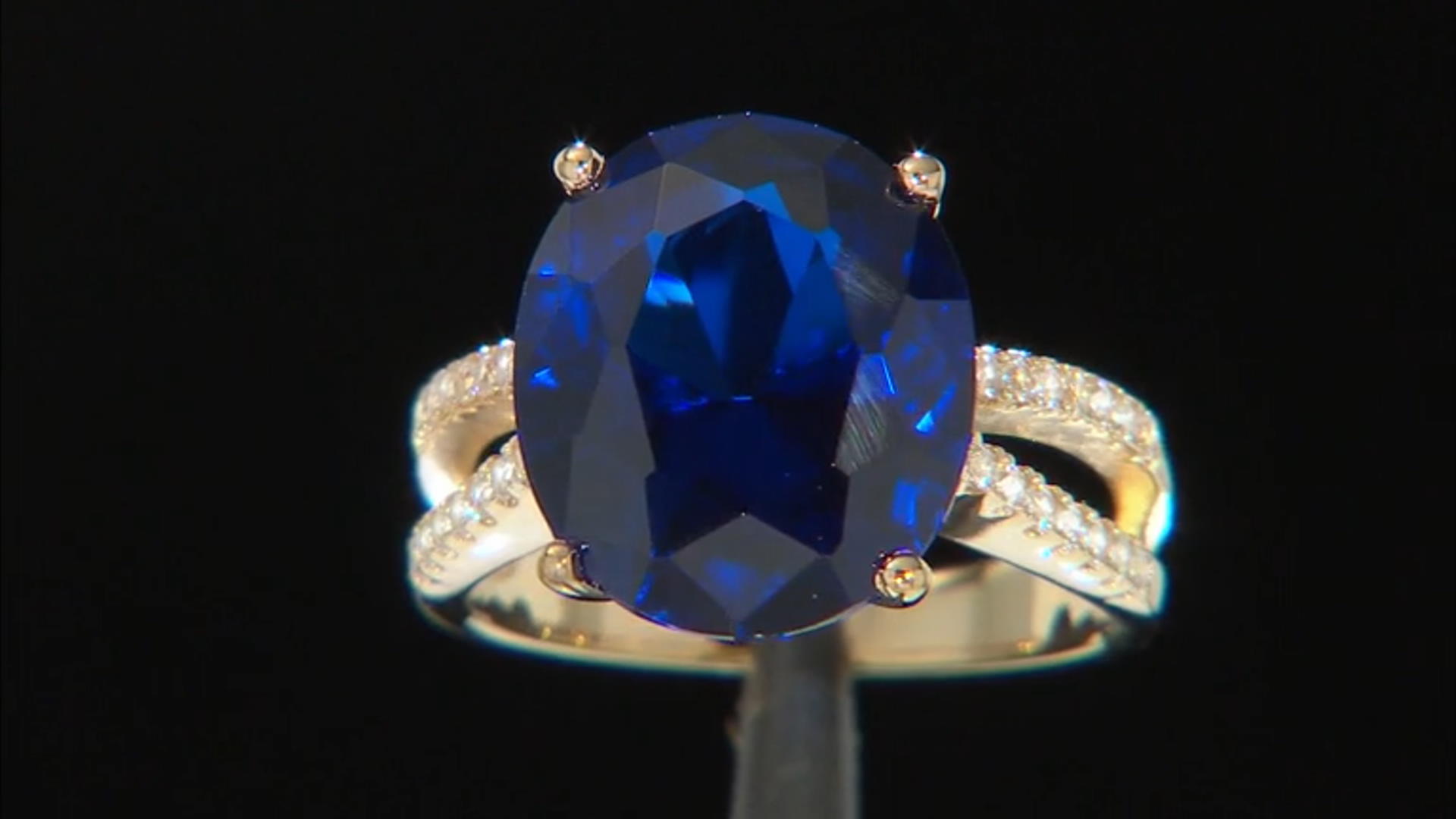 Blue Lab Created Spinel 18k Yellow Gold Over Sterling Silver Ring 5.91ctw Video Thumbnail