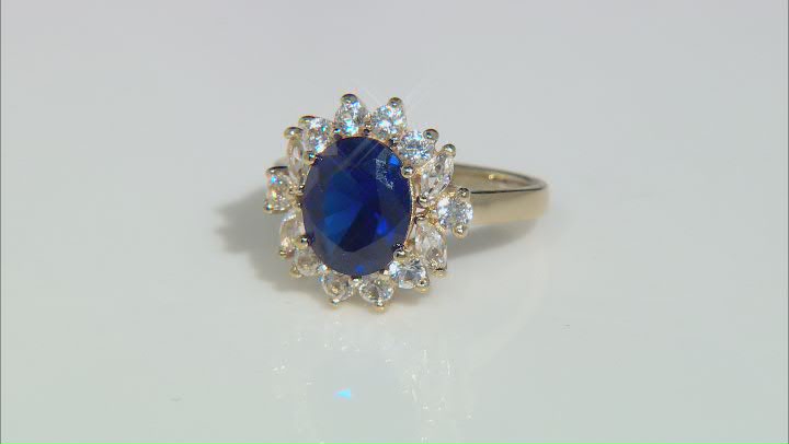 Blue Lab Created Spinel 18k Yellow Gold Over Sterling Silver Ring 2.99ctw Video Thumbnail