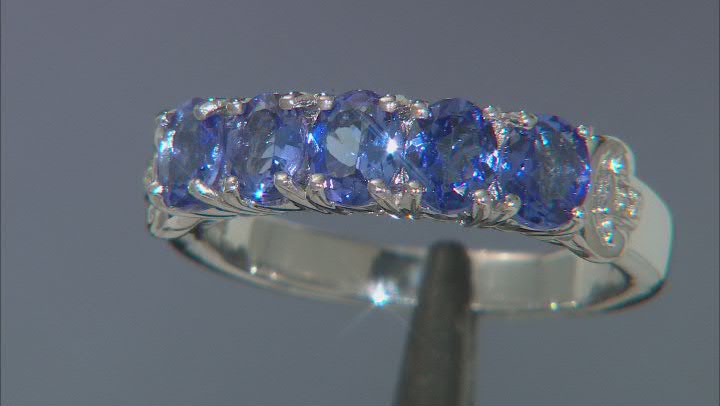 Blue Tanzanite Rhodium Over Sterling Silver 5-stone Band Ring 1.87ctw Video Thumbnail