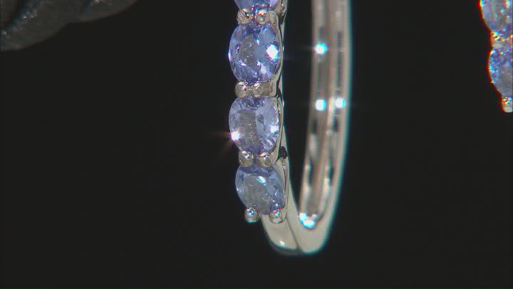 Blue Tanzanite Rhodium Over Sterling Silver Hoop Earrings 1.36ctw Video Thumbnail