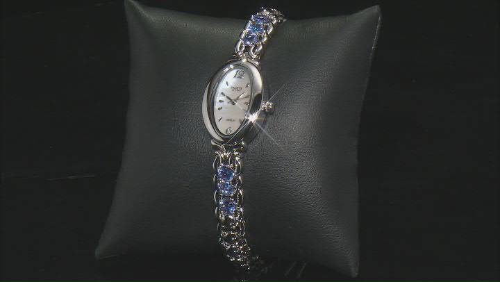 Blue Tanzanite Rhodium Over Brass Watch 2.35ctw