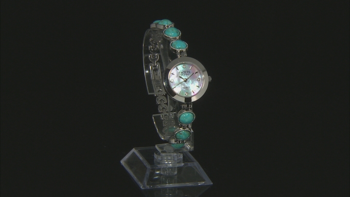 Blue Turquoise Rhodium Over Brass Watch 0.08ctw Video Thumbnail