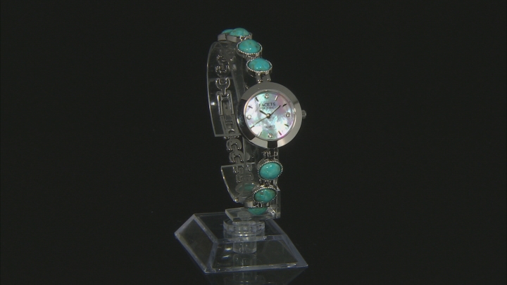 Blue Composite Turquoise Rhodium Over Brass Watch 0.08ctw Video Thumbnail