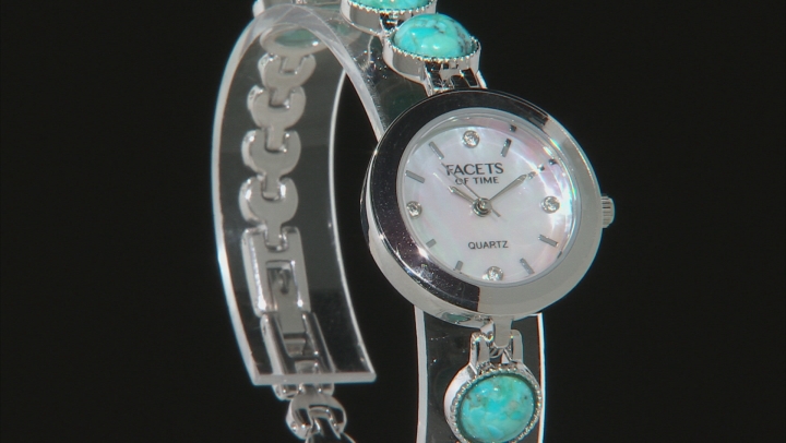 Blue Composite Turquoise Rhodium Over Brass Watch 0.08ctw Video Thumbnail