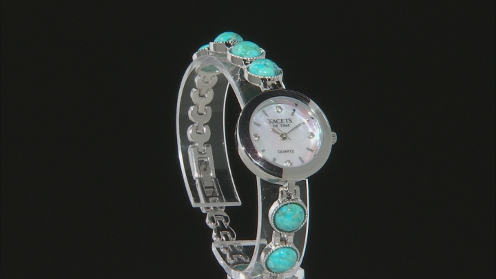 Blue Composite Turquoise Rhodium Over Brass Watch 0.08ctw Video Thumbnail