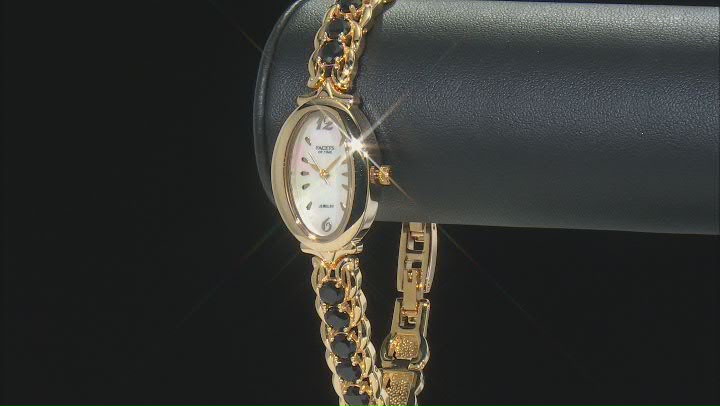 Black Spinel 18k Yellow Gold Over Brass Watch 4.67ctw Video Thumbnail