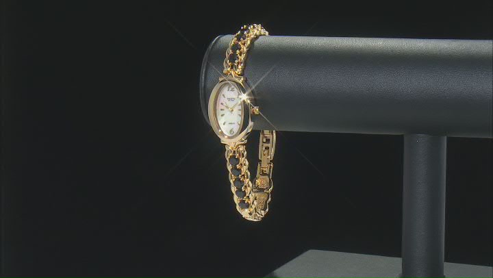 Black Spinel 18k Yellow Gold Over Brass Watch 4.67ctw Video Thumbnail