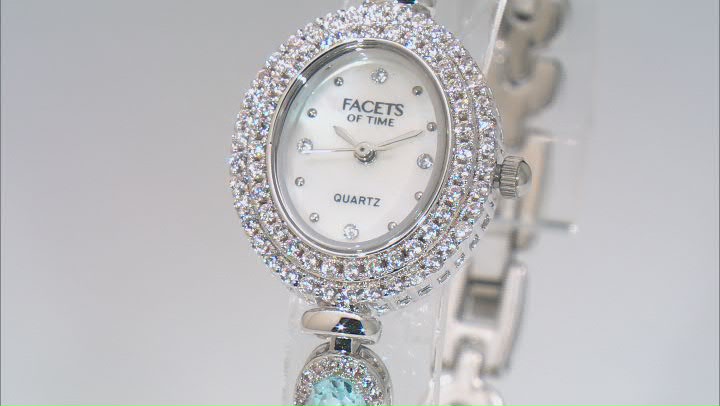 Facets Of Time™ Sky Blue Glacier Topaz With White Zircon Rhodium Over Brass Watch Video Thumbnail