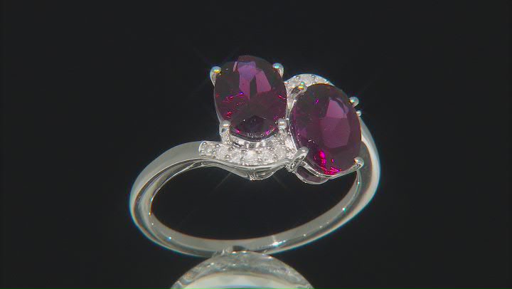 Grape Color Garnet Rhodium Over 10k White Gold Ring 2.85ctw Video Thumbnail