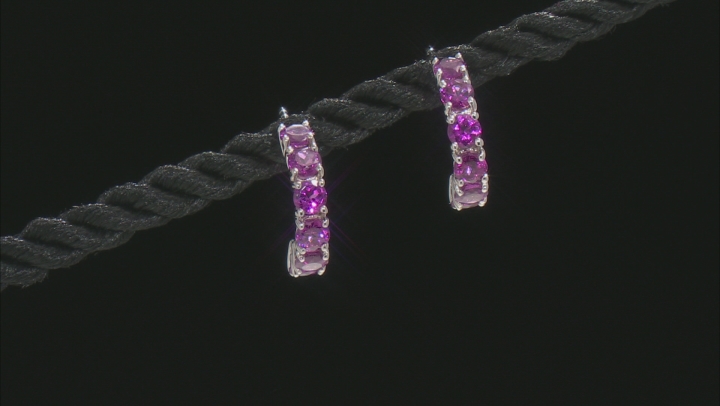 Grape Color Garnet Rhodium Over 10k White Gold Earrings 1.32ctw Video Thumbnail