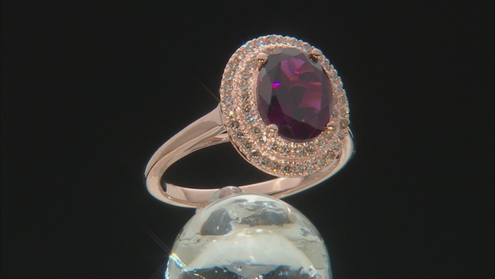 Grape Color Garnet 10k Rose Gold Ring 1.89ctw Video Thumbnail