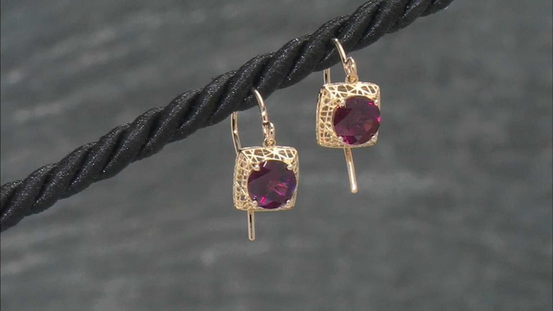 Purple Garnet 10k Yellow Gold Filigree Earrings 3.12ctw Video Thumbnail