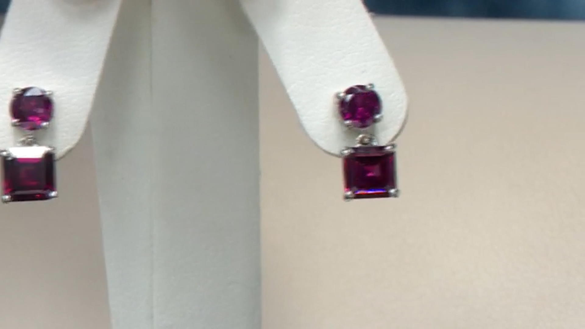 Grape Color Garnet Rhodium Over 10k White Gold Earrings 3.62ctw Video Thumbnail