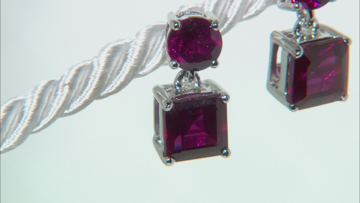 Grape Color Garnet Rhodium Over 10k White Gold Earrings 3.62ctw Video Thumbnail