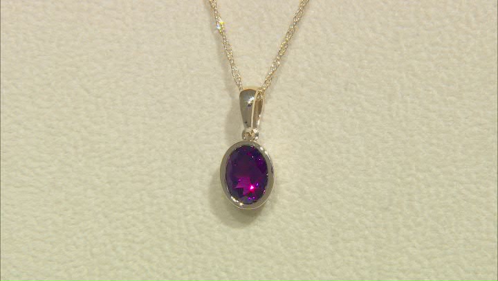Grape Color Garnet 10k Yellow Gold Pendant With Chain 1.70ct Video Thumbnail