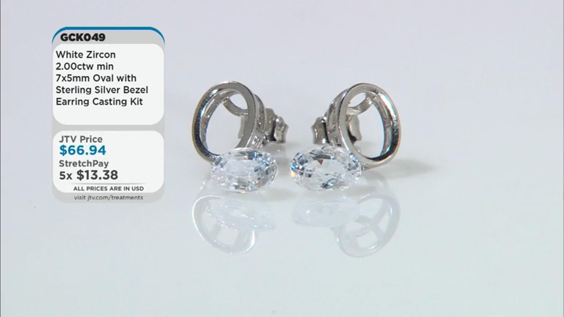 White Zircon 7x5mm Oval With Sterling Silver Bezel Earring Casting Kit 2.00ctw Video Thumbnail