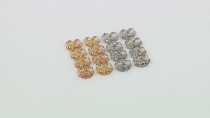 16 pc or 8 sets of 18k Gold over Sterling Silver & Rhodium Over Sterling Silver X-LG Backs Video Thumbnail