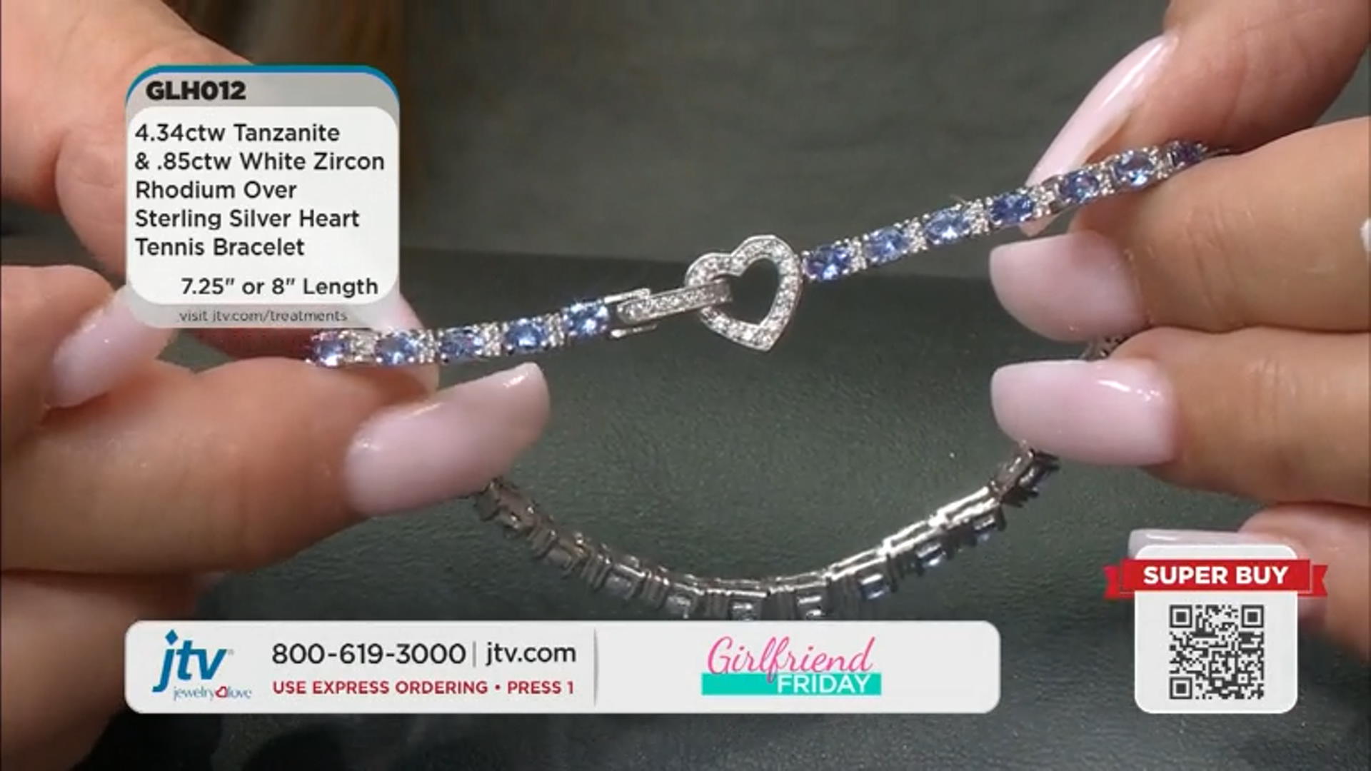 Blue Tanzanite Rhodium Over Sterling Silver Heart Tennis Bracelet 5.19ctw Video Thumbnail