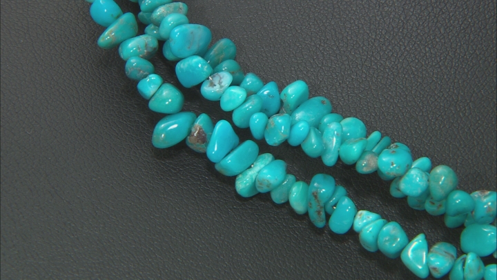 Blue Composite Turquoise with Kingman Turquoise Chips Rhodium Over Sterling Silver Necklace Video Thumbnail