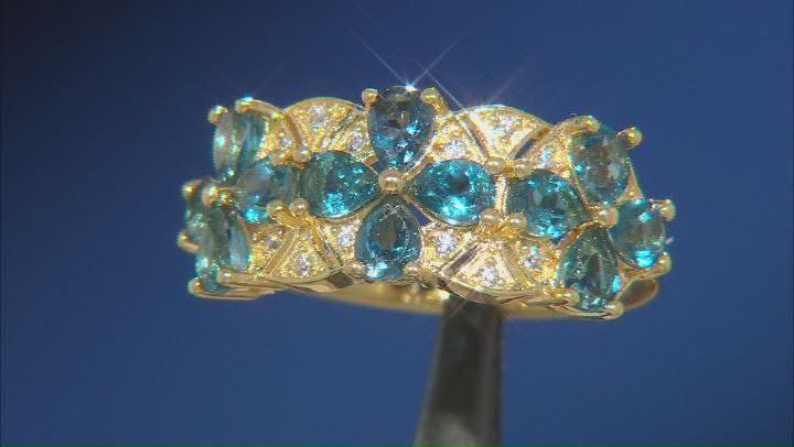 London Blue Topaz 18k Yellow Gold Over Sterling Silver Band Ring 1.80ctw Video Thumbnail