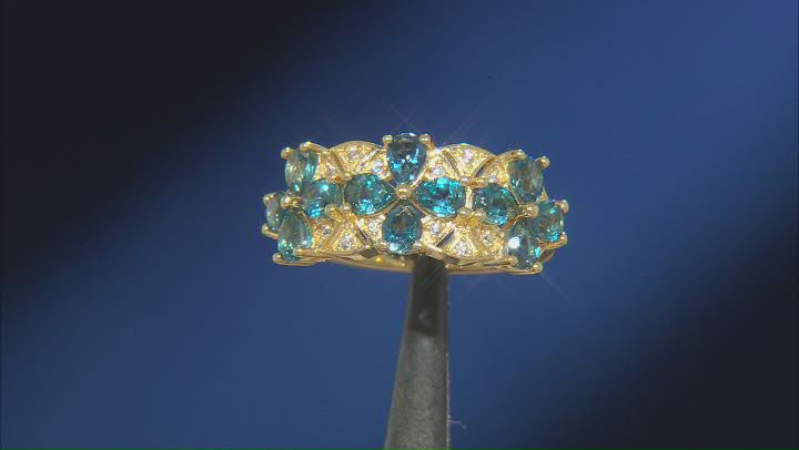 London Blue Topaz 18k Yellow Gold Over Sterling Silver Band Ring 1.80ctw Video Thumbnail