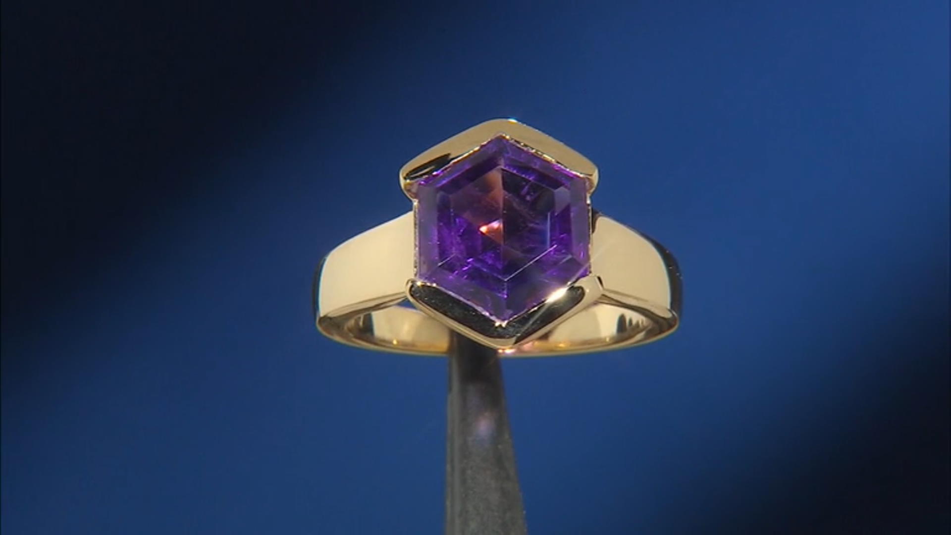 Purple Amethyst 18k Yellow Gold Over Sterling Silver Solitaire Ring 4.05ct Video Thumbnail