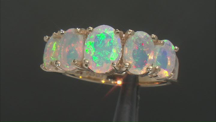 Multi-Color Opal 18k Yellow Gold Over Sterling Silver Ring 1.77ctw Video Thumbnail