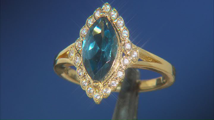 London Blue Topaz 18k Yellow Gold Over Sterling Silver Ring 1.76ctw Video Thumbnail