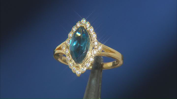 London Blue Topaz 18k Yellow Gold Over Sterling Silver Ring 1.76ctw Video Thumbnail