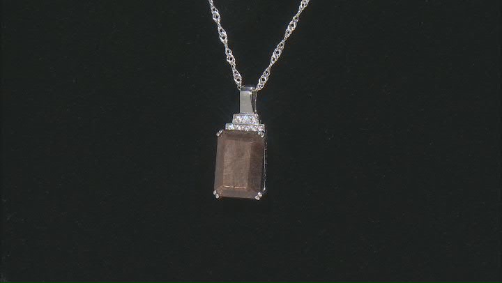 Brown Golden Sheen Sapphire Rhodium Over Sterling Silver Pendant With Chain 7.75ctw Video Thumbnail