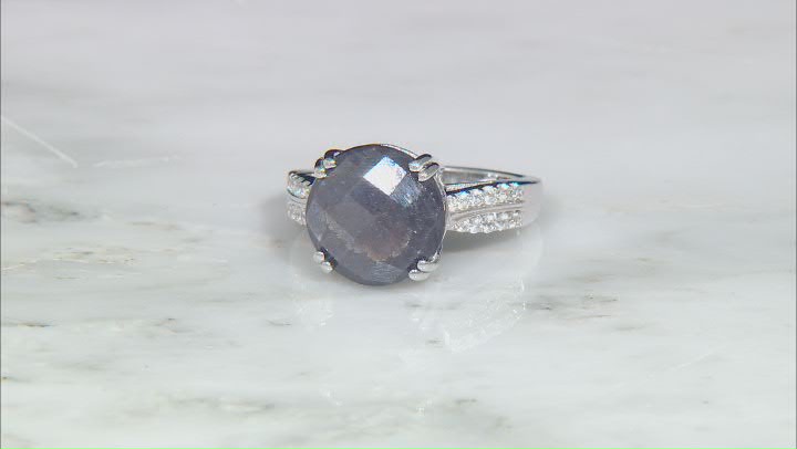 Silver Sheen Sapphire Rhodium Over Sterling Silver Ring 8.18ctw Video Thumbnail