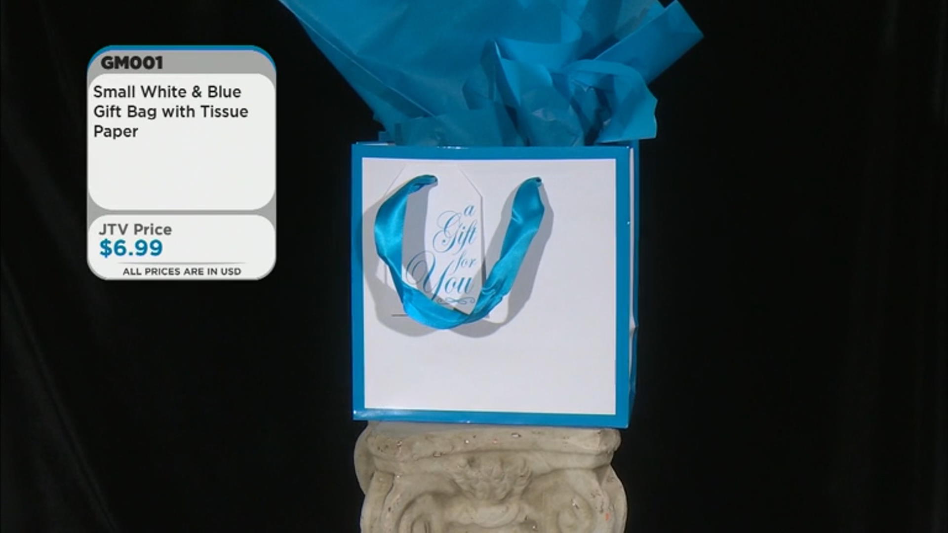 Small White And Blue Gift Bag With Tissue Video Thumbnail