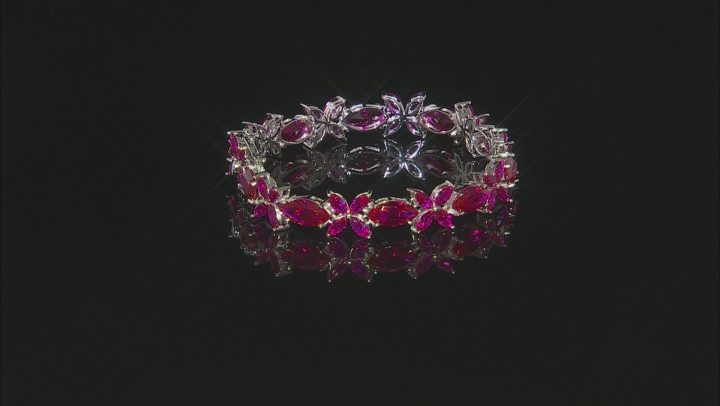 Lab Created red ruby rhodium over sterling silver bracelet 24.76ctw Video Thumbnail