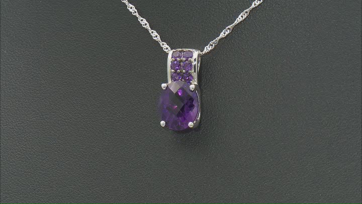 Purple African Amethyst Rhodium Over Silver Pendant With Chain 4.21ctw Video Thumbnail