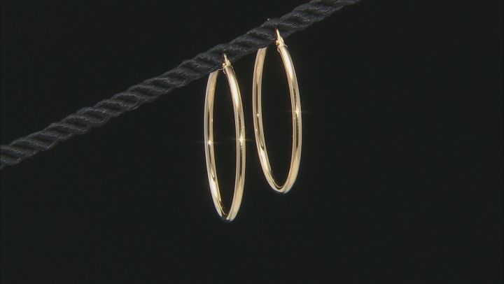 Splendido Oro™ 14k Yellow Gold High Polished 30mm Tube Hoop Earrings Video Thumbnail
