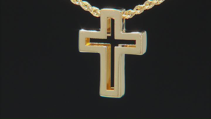 14K Yellow Gold Sliding Cross Rope Necklace Video Thumbnail
