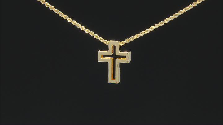 14K Yellow Gold Sliding Cross Rope Necklace Video Thumbnail