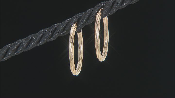14K Yellow Gold Oval Square Hoops Video Thumbnail