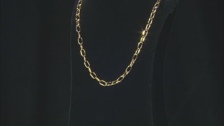14K Yellow Gold Oval Knife-Edged Rolo 18 Inch Chain Video Thumbnail