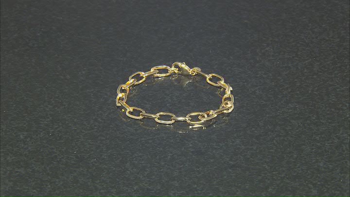 14K Yellow Gold Oval Knife Edged Rolo Link Bracelet Video Thumbnail