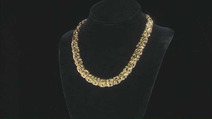 14K Yellow Gold 12.5MM Domed Byzantine Link 18 Inch Necklace Video Thumbnail