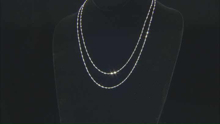 14k White Gold Singapore Chain Necklace Set Of Two Video Thumbnail