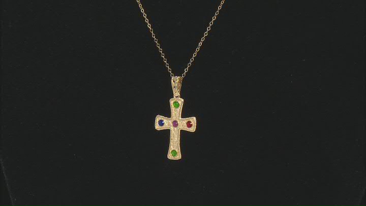 14K Yellow Gold Tuscan Cross 18 Inch Necklace Video Thumbnail