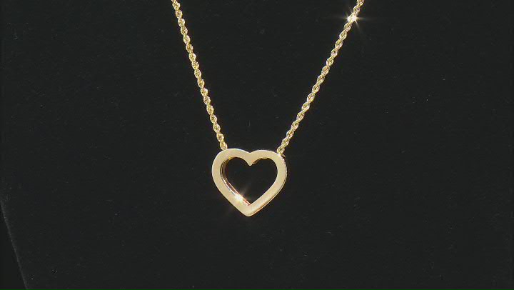 14K Yellow Gold Sliding Heart Rope 18 Inch Necklace Video Thumbnail