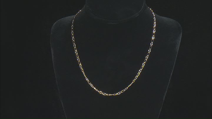 14K Yellow Gold & Rhodium Over 14K White Gold Starburst Link 18 Inch Chain Video Thumbnail