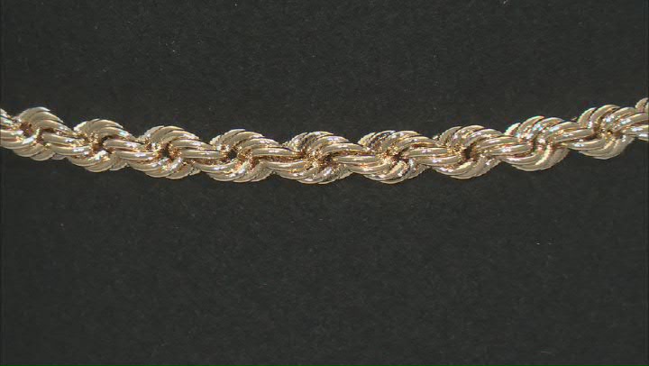 14k Yellow Gold 3.2mm Rope Link Bracelet Video Thumbnail