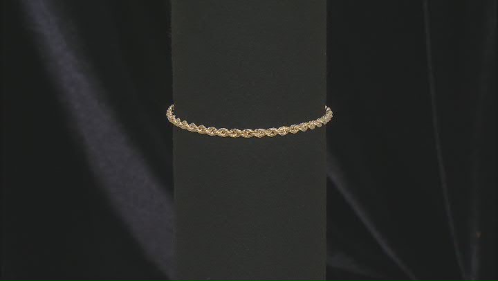 14k Yellow Gold 3.2mm Rope Link Bracelet Video Thumbnail