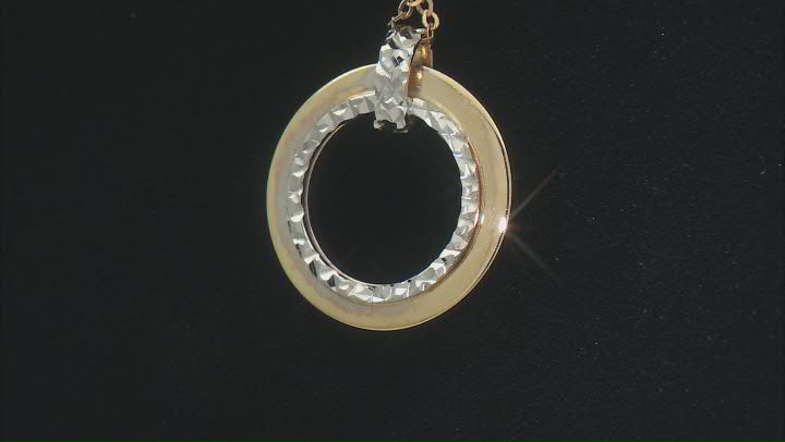 Splendido Oro™ 14k Yellow Gold & Rhodium Over 10k Yellow Gold Circle Pendant 18 Inch Necklace Video Thumbnail